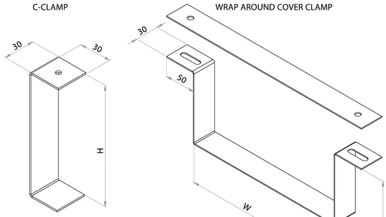 C-clamp and wrap around cover clamp