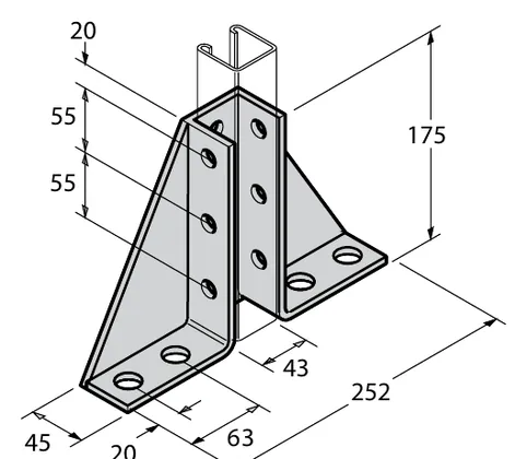 Single channel gusseted bracket