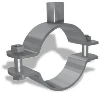 Split pipe clamp with long nut M8/M10, without rubber