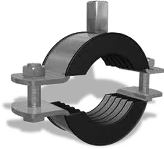 Split pipe clamp with rubber, long nut M8/M10