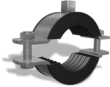 Split pipe clamp with rubber, standard nut M8
